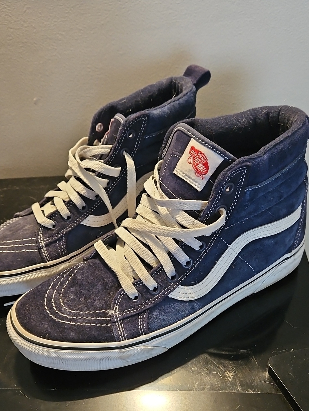 Vans Men’s Sk8-Hi Suede High-Top Sneakers - Navy & White